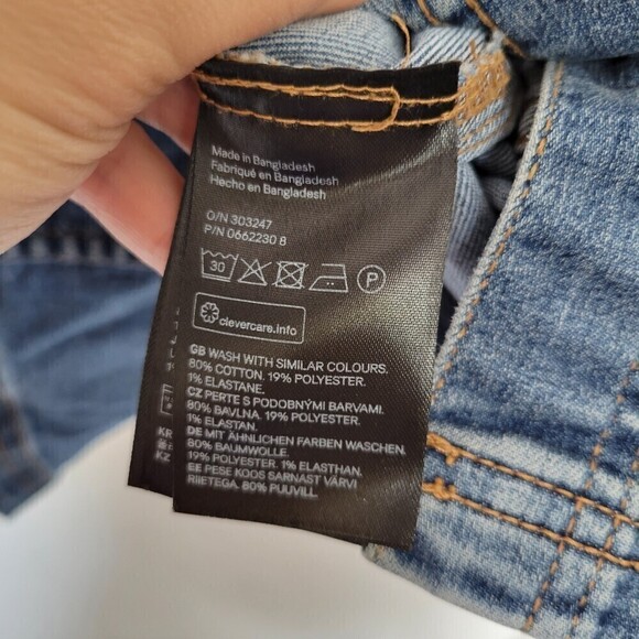 H&M Divided Button Front Blue Denim Cotton Jean Mini Dress Size 4 - Picture 11 of 12